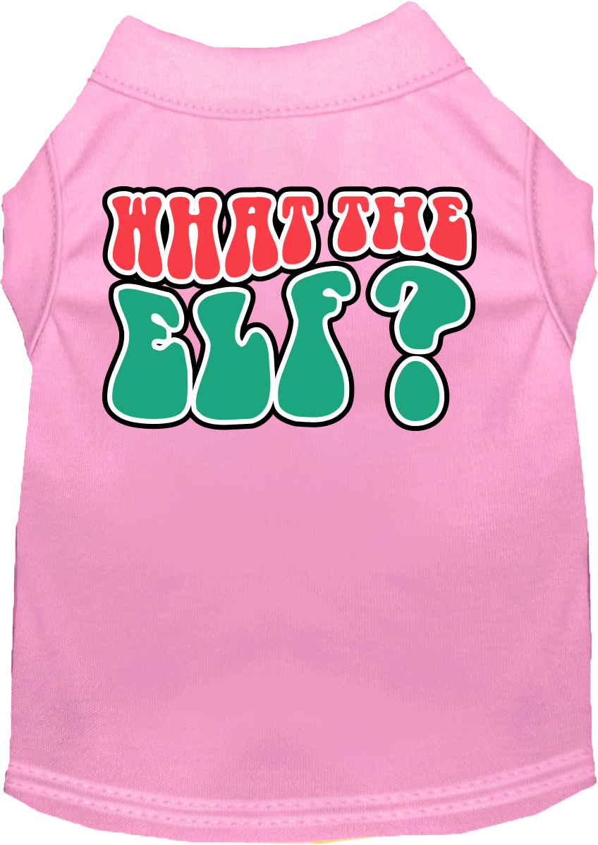 What the Elf Screen Print Dog Shirt Light Pink Size XXL